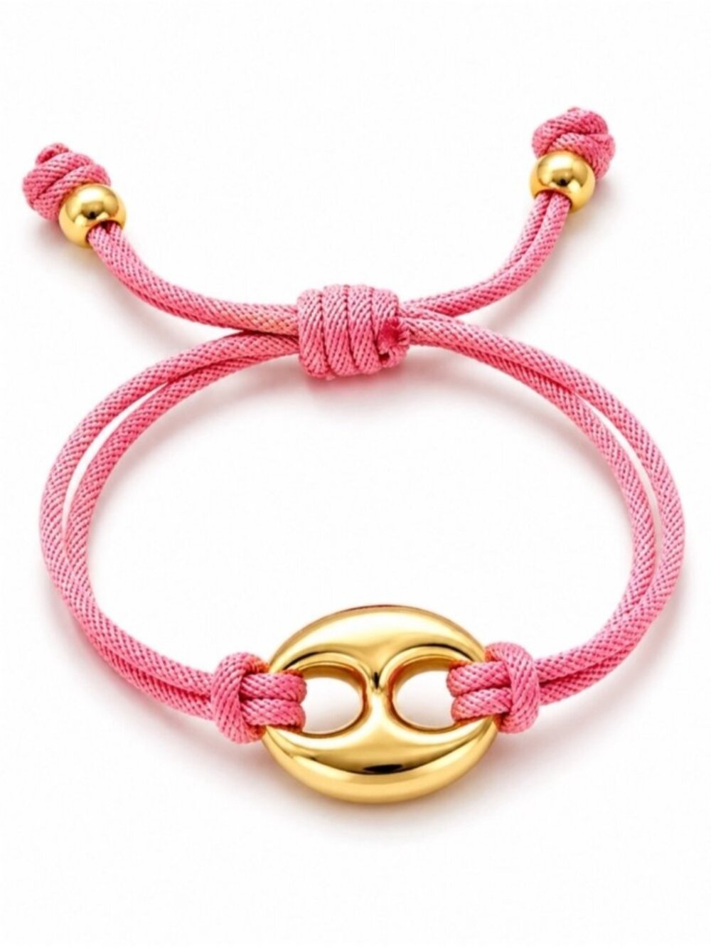 New! Pink Rose Gold Pig Nose Bead Adjustable Bracelet